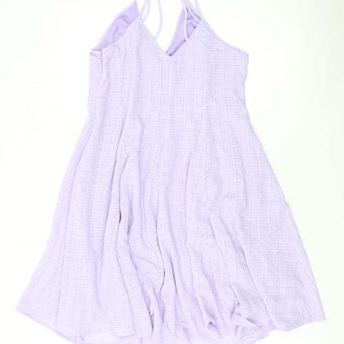 Glamorous Womens Purple Polyester Skater Dress Size 14 Halter Zip