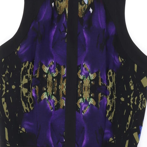 Limited Edition Womens Blue Floral Polyester A-Line Size 8 Round Neck Zip