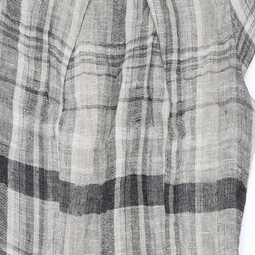 Per Una Womens Brown Plaid Linen Pencil Dress Size 12 Round Neck Zip