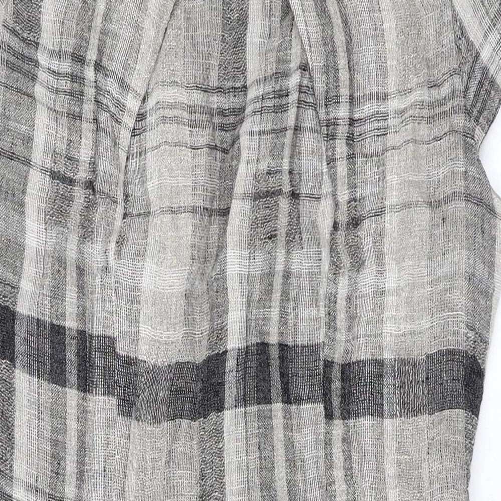 Per Una Womens Brown Plaid Linen Pencil Dress Size 12 Round Neck Zip