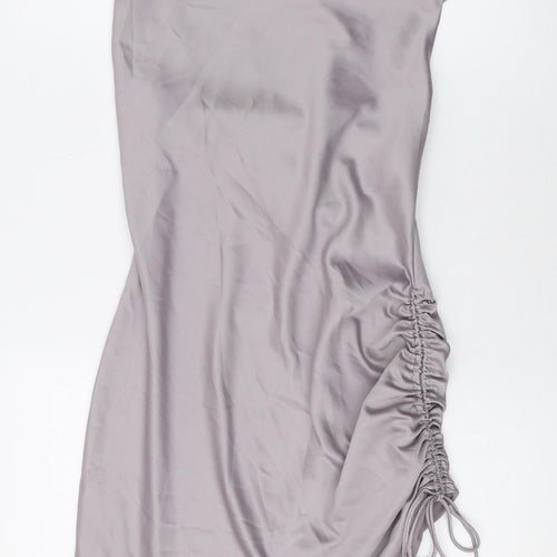 Topshop Womens Purple Polyester Mini Size 4 Square Neck Pullover