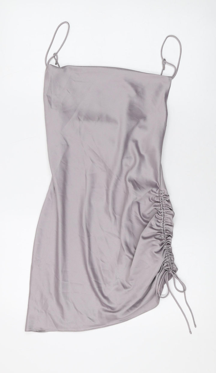 Topshop Womens Purple Polyester Mini Size 4 Square Neck Pullover