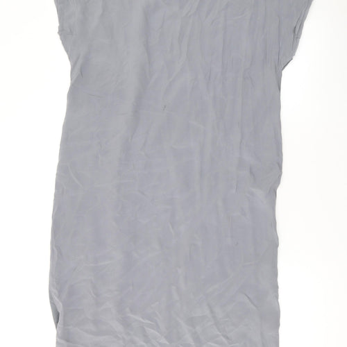Jigsaw Womens Grey Silk T-Shirt Dress Size L Round Neck Pullover
