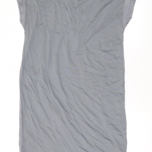 Jigsaw Womens Grey Silk T-Shirt Dress Size L Round Neck Pullover