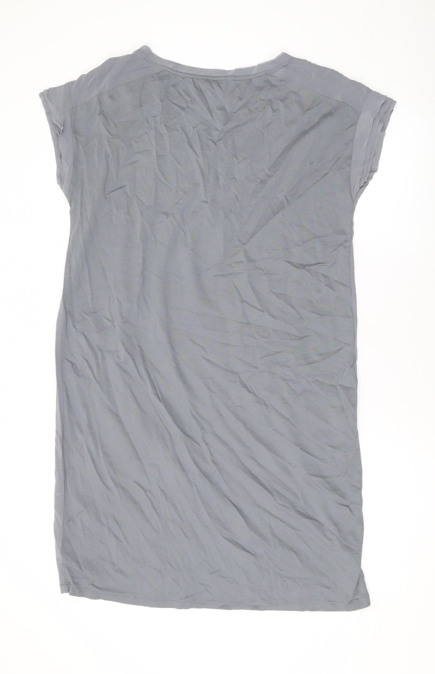 Jigsaw Womens Grey Silk T-Shirt Dress Size L Round Neck Pullover