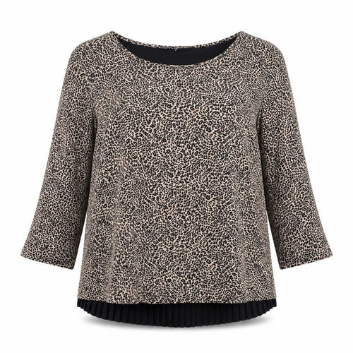 Marks and Spencer Womens Brown Animal Print Viscose Basic Blouse Size 10 Round Neck - Leopard Print, Pleated