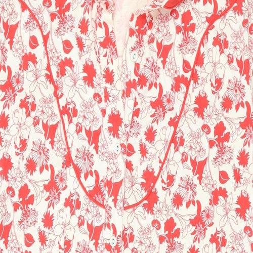 Uniqlo Womens Red Floral Cotton T-Shirt Dress Size L Collared Button