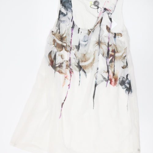 Eva Womens White Floral Modal Tank Dress Size S Scoop Neck Pullover