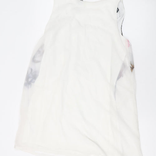 Eva Womens White Floral Modal Tank Dress Size S Scoop Neck Pullover