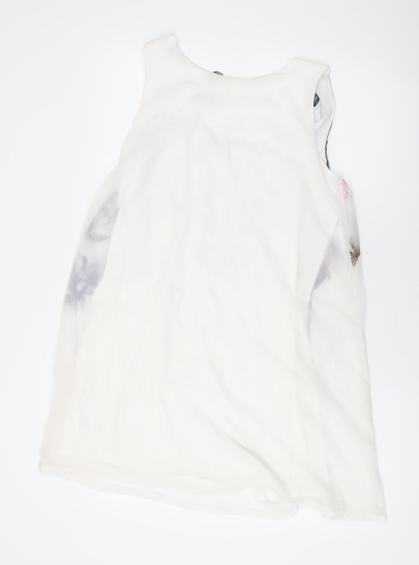 Eva Womens White Floral Modal Tank Dress Size S Scoop Neck Pullover