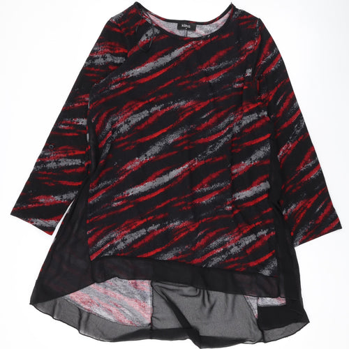 Klass Womens Red Round Neck Geometric Polyester Pullover Jumper Size M