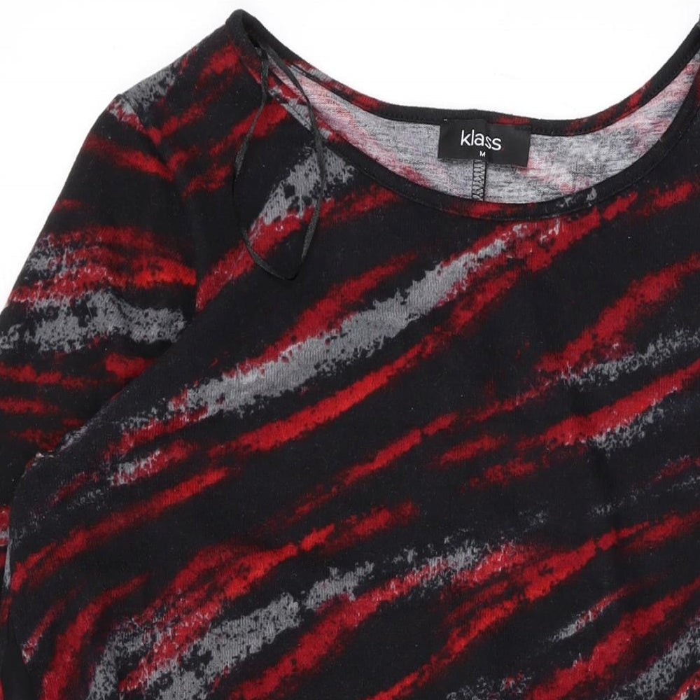 Klass Womens Red Round Neck Geometric Polyester Pullover Jumper Size M