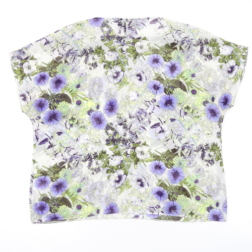 Code Code Code Womens Multicoloured Floral Polyester Basic T-Shirt Size XL Round Neck