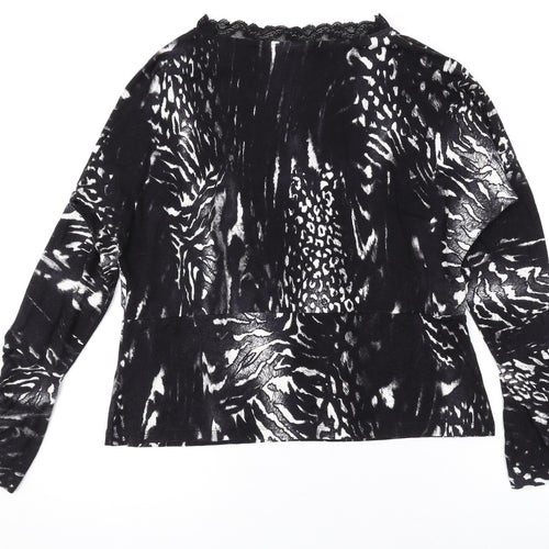 Artigiano Womens Black Geometric Viscose Basic Blouse Size 18 V-Neck