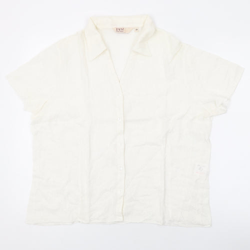 EWM Womens Ivory Floral Cotton Basic Button-Up Size 2 Collared