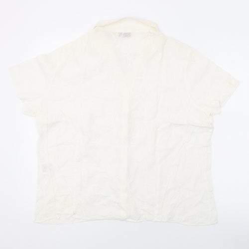 EWM Womens Ivory Floral Cotton Basic Button-Up Size 2 Collared