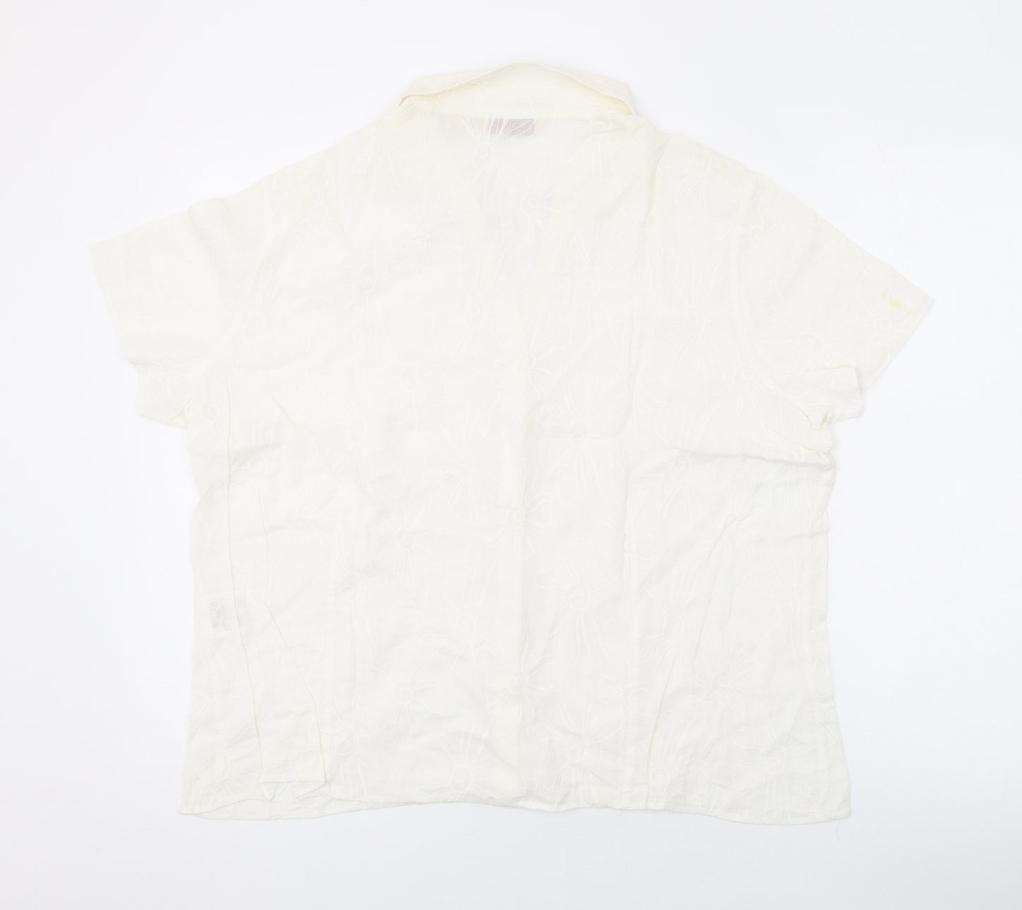 EWM Womens Ivory Floral Cotton Basic Button-Up Size 2 Collared