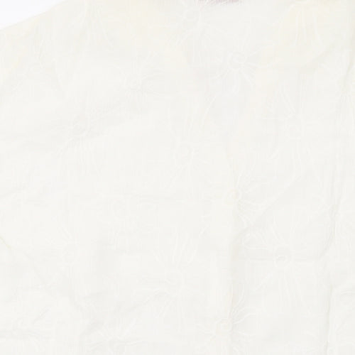 EWM Womens Ivory Floral Cotton Basic Button-Up Size 2 Collared