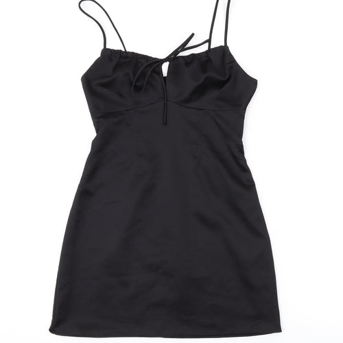 Topshop Womens Black Polyester Mini Size 4 Sweetheart Zip