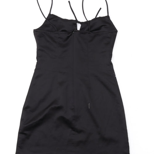 Topshop Womens Black Polyester Mini Size 4 Sweetheart Zip