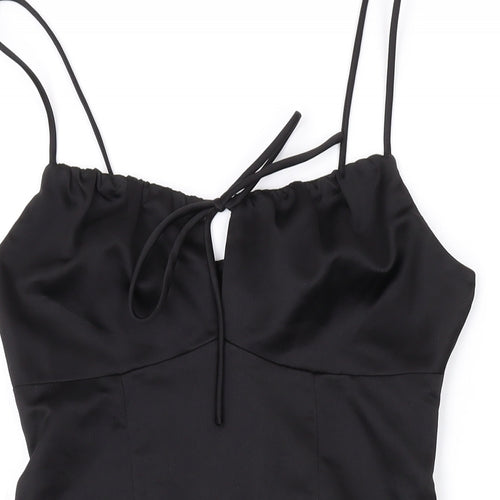 Topshop Womens Black Polyester Mini Size 4 Sweetheart Zip
