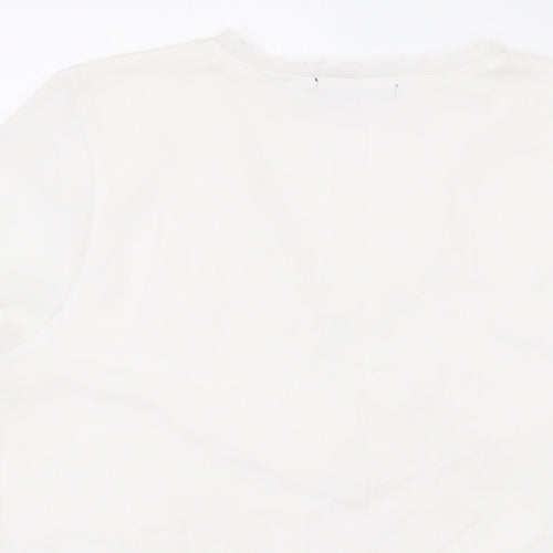 Provencale Womens White Cotton Basic T-Shirt Size 18 V-Neck