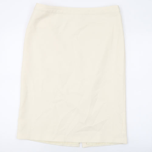 Damart Womens Ivory Polyester Straight & Pencil Skirt Size 16 Zip