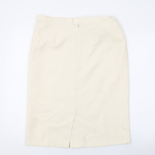 Damart Womens Ivory Polyester Straight & Pencil Skirt Size 16 Zip