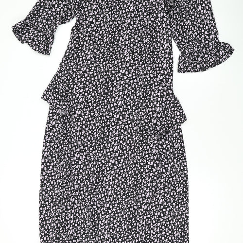 Dorothy Perkins Womens Purple Geometric Polyester Maxi Size 10 Round Neck Zip