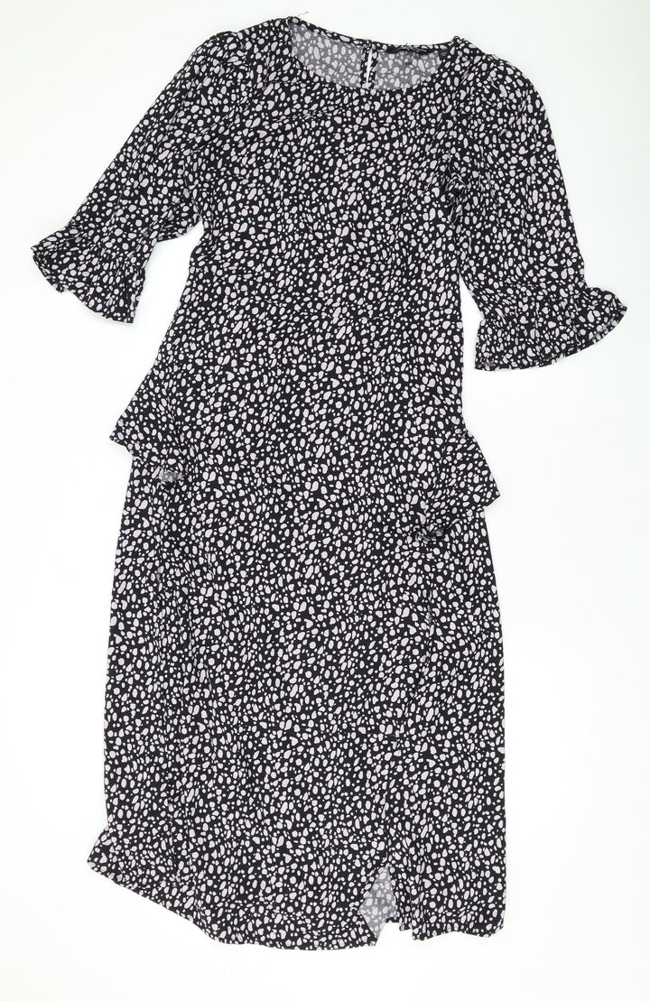Dorothy Perkins Womens Purple Geometric Polyester Maxi Size 10 Round Neck Zip