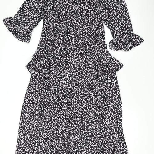 Dorothy Perkins Womens Purple Geometric Polyester Maxi Size 10 Round Neck Zip