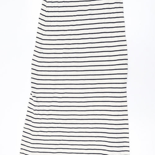 Zara Womens Ivory Striped Acrylic Maxi Size S Scoop Neck Pullover