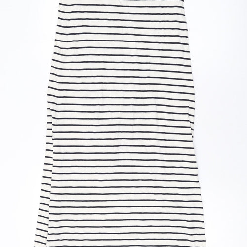 Zara Womens Ivory Striped Acrylic Maxi Size S Scoop Neck Pullover
