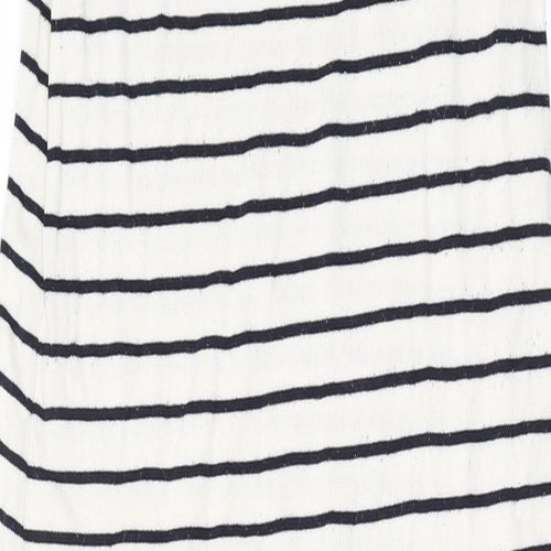 Zara Womens Ivory Striped Acrylic Maxi Size S Scoop Neck Pullover