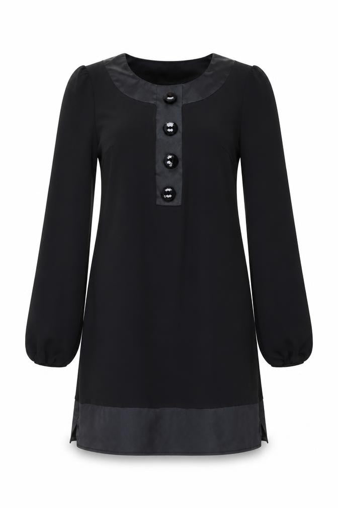 Front view of River Island women’s black polyester a-line, size UK 8, scoop neck pullover