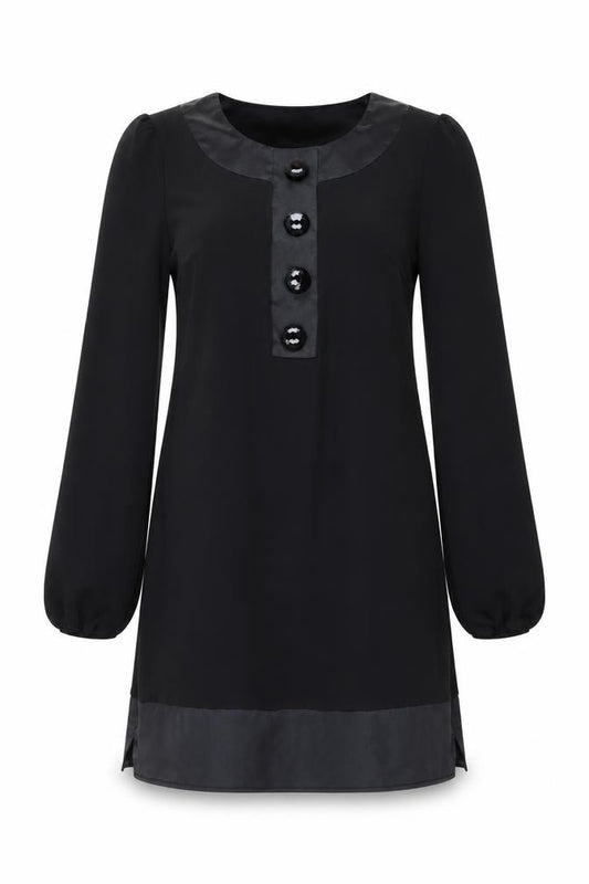 Front view of River Island women’s black polyester a-line, size UK 8, scoop neck pullover