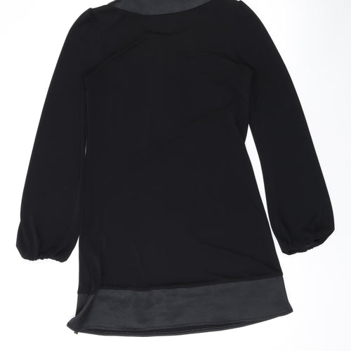River Island Womens Black Polyester A-Line Size 8 Scoop Neck Pullover