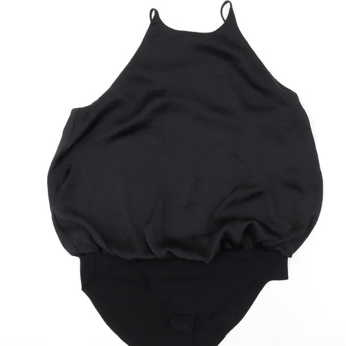 Zara Womens Black Polyester Bodysuit One-Piece Size M Snap