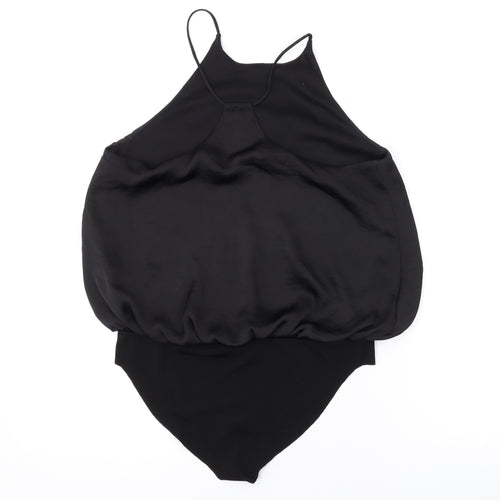 Zara Womens Black Polyester Bodysuit One-Piece Size M Snap
