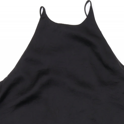 Zara Womens Black Polyester Bodysuit One-Piece Size M Snap