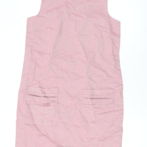 NEXT Womens Pink Linen Tank Dress Size 10 Scoop Neck Pullover