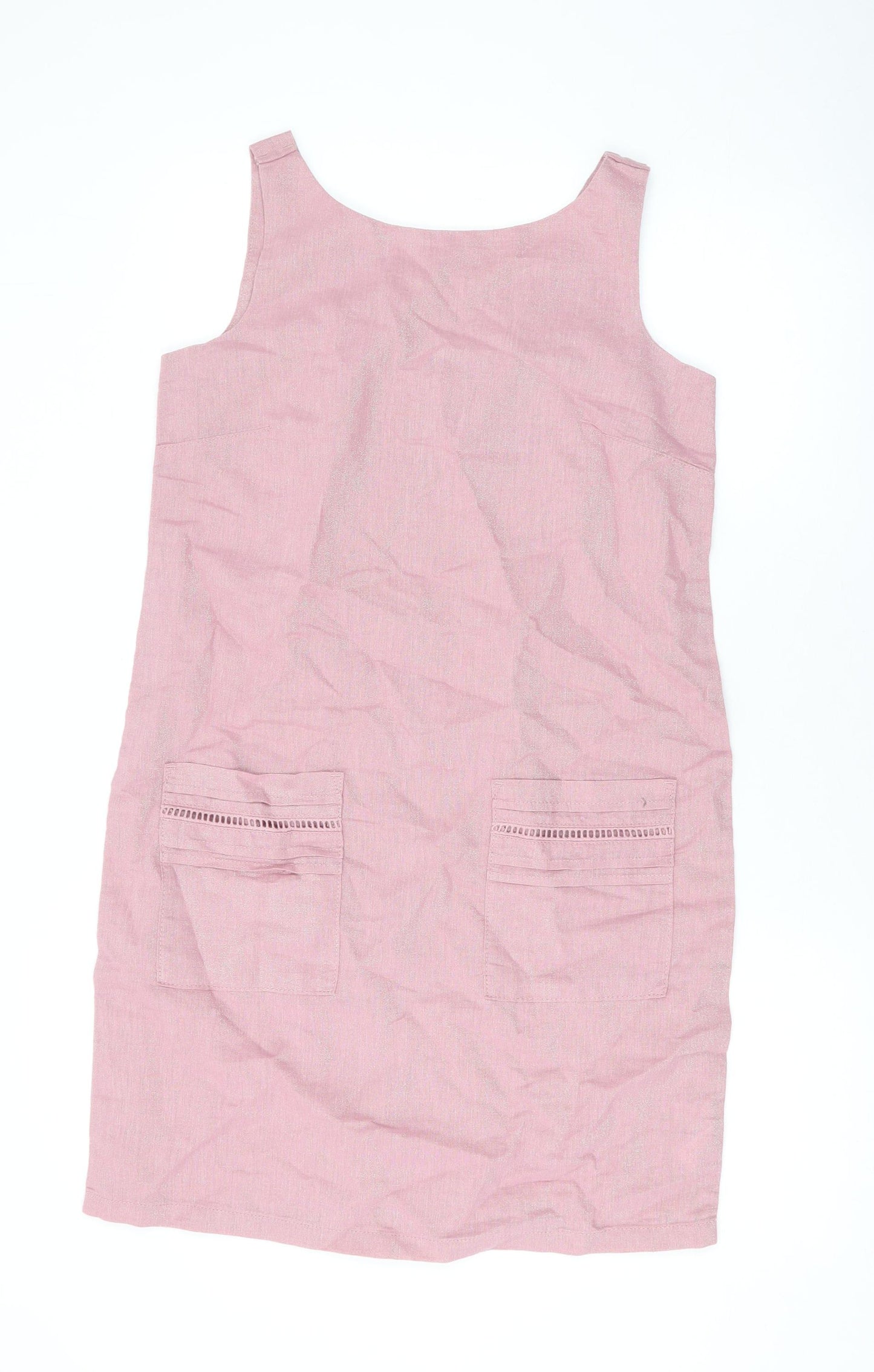 NEXT Womens Pink Linen Tank Dress Size 10 Scoop Neck Pullover