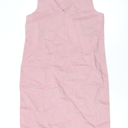 NEXT Womens Pink Linen Tank Dress Size 10 Scoop Neck Pullover