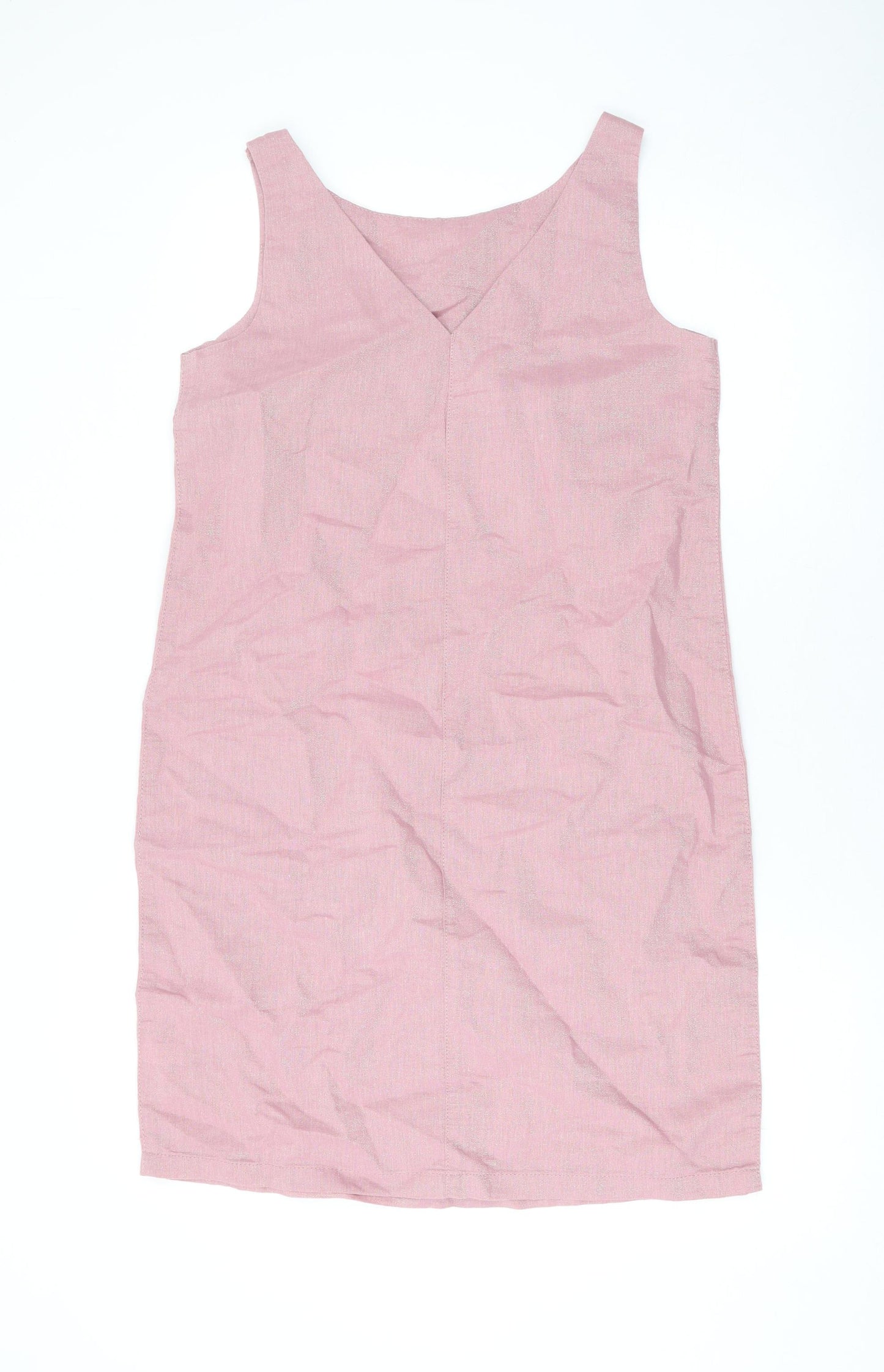 NEXT Womens Pink Linen Tank Dress Size 10 Scoop Neck Pullover