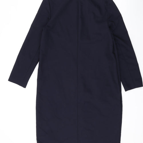 Hallhuber Womens Blue Polyester Pencil Dress Size 8 Round Neck Zip