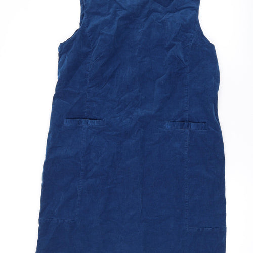Laura Ashley Womens Blue Cotton A-Line Size 18 Round Neck Zip