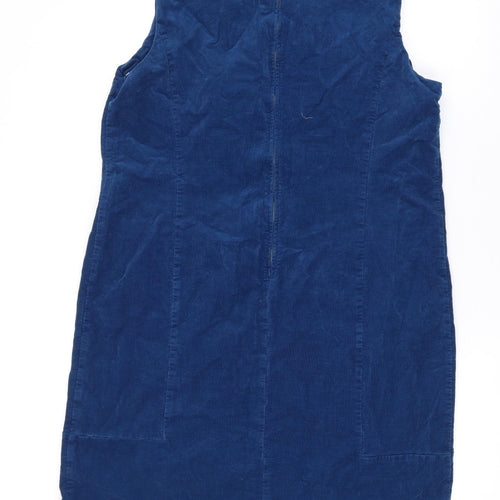 Laura Ashley Womens Blue Cotton A-Line Size 18 Round Neck Zip
