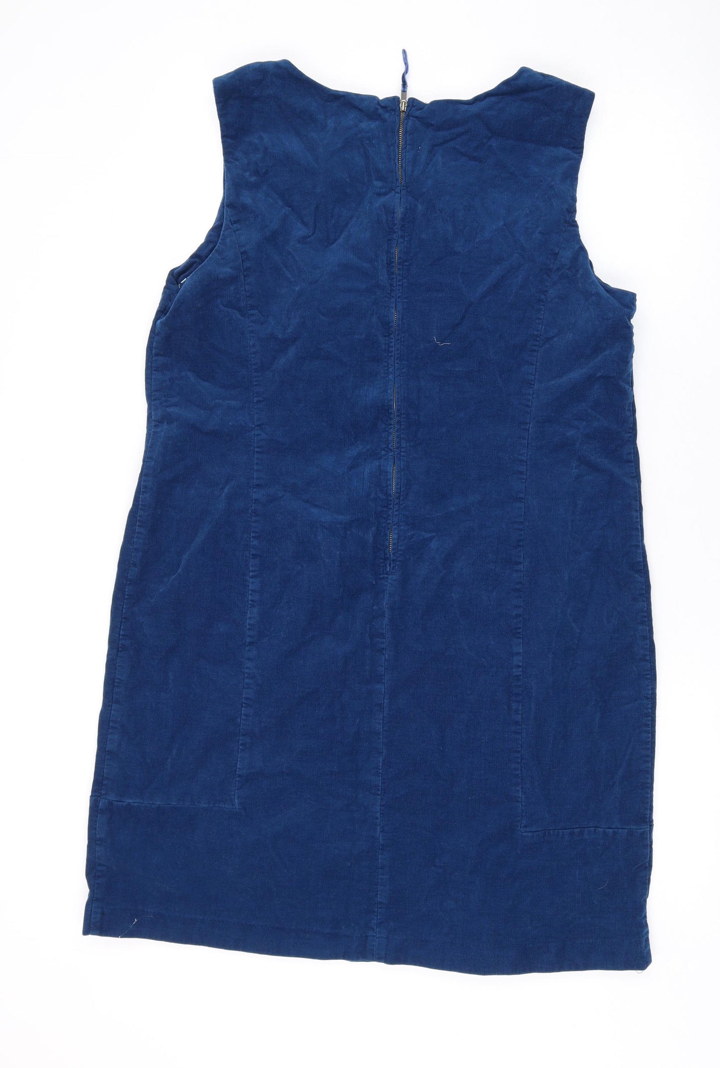 Laura Ashley Womens Blue Cotton A-Line Size 18 Round Neck Zip