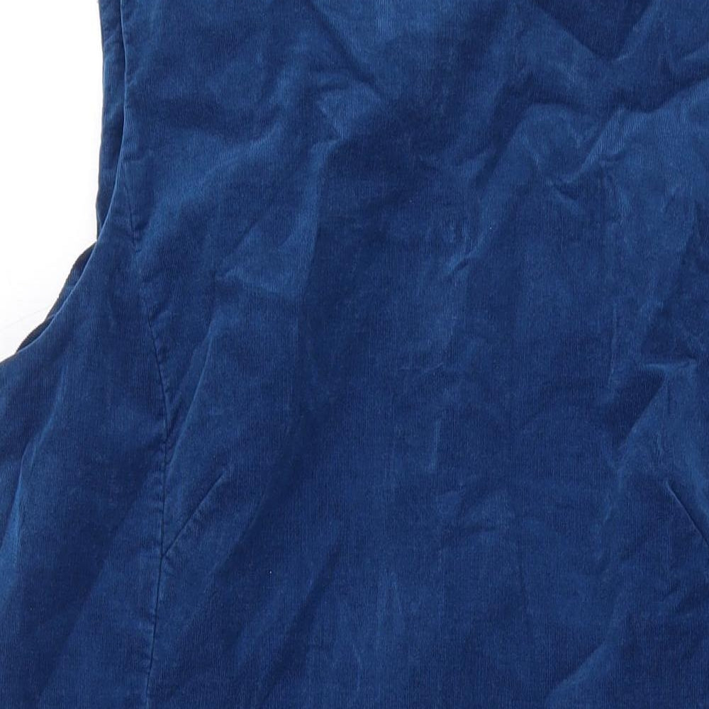Laura Ashley Womens Blue Cotton A-Line Size 18 Round Neck Zip