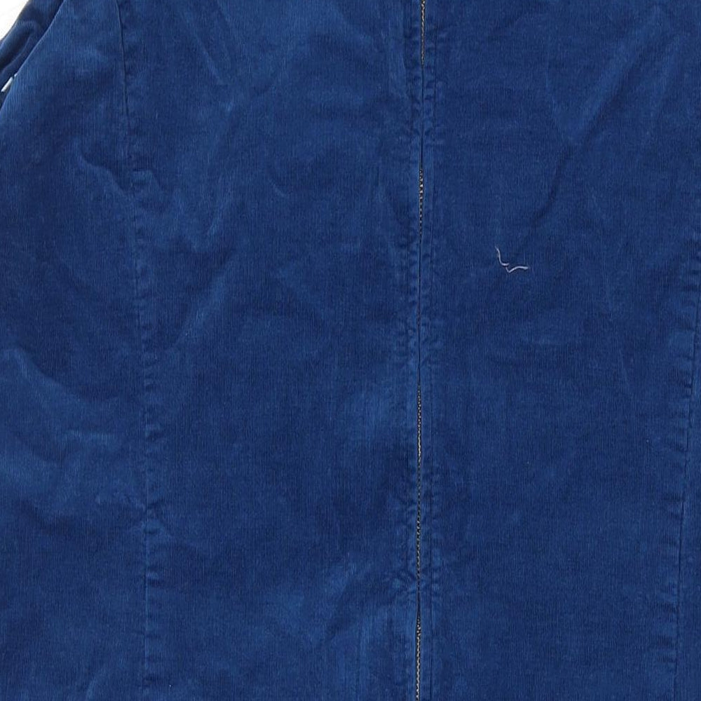 Laura Ashley Womens Blue Cotton A-Line Size 18 Round Neck Zip